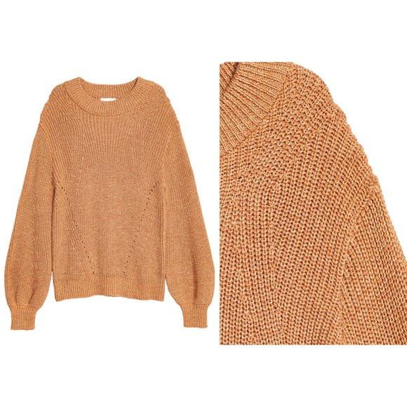 H&M Wide Sleeve Metallic Camel Knit Sweater - Picture 3 of 11